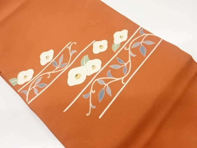 JAPANESE NAGOYA OBI / SHIOZE / KINSAI / EMBROIDERY / HAND PAINTED / CAMELLIA